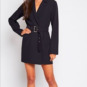 Belted tuxedo dress
